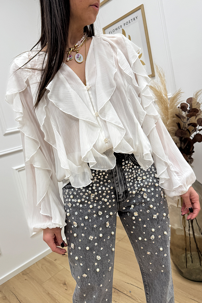 Tensione In - Camicia bianca con rouches