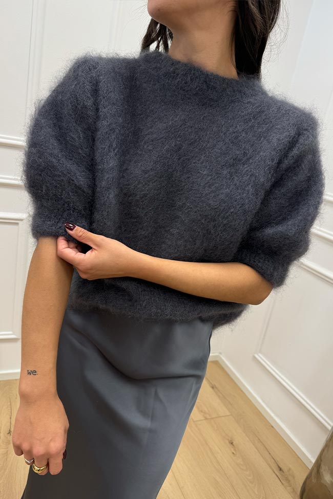 Dixie - Maglia kid mohair grigio antracite