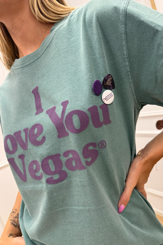 Newtone - T shirt trucker petrolio "I love you Vegas"