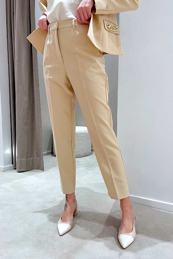 Vicolo - Nude tailored cigarette trousers with america pocket