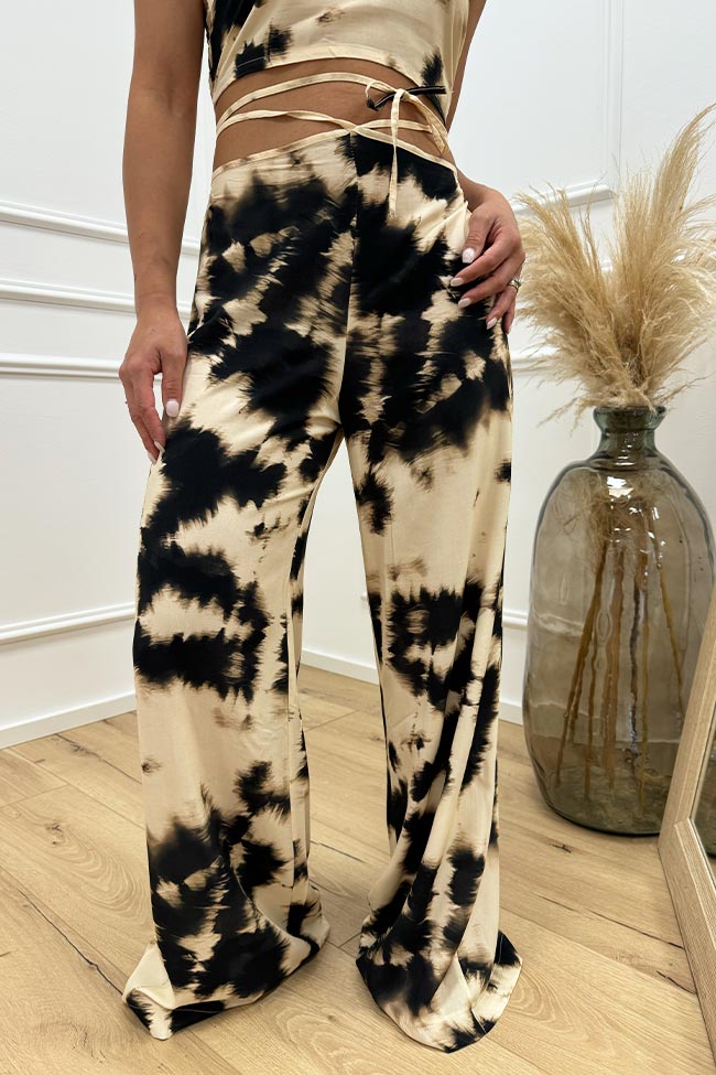 Haveone - Pantaloni dritti tie dye con lacci