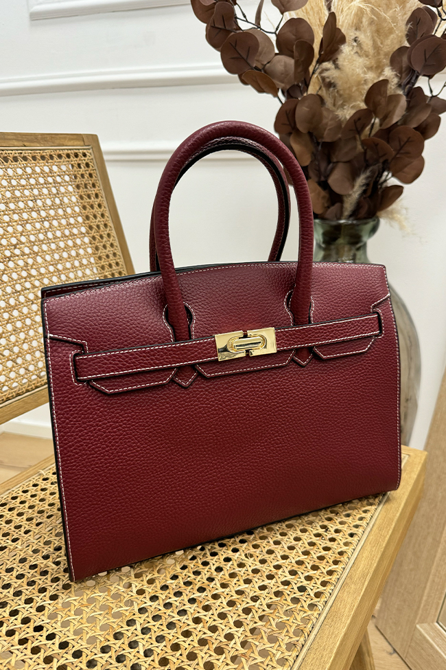 Calibro Shop - Borsa Birkin bordeaux pelle martellata