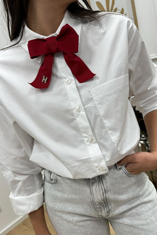 Haveone - Camicia bianca con fiocco rosso