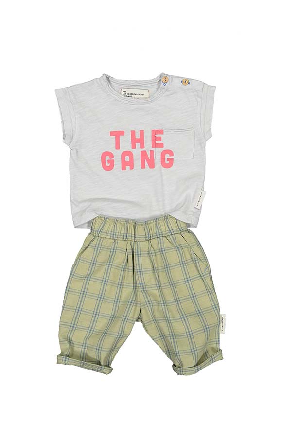 Piupiuchick - T shirt baby grigia chiara stampa "The gang"