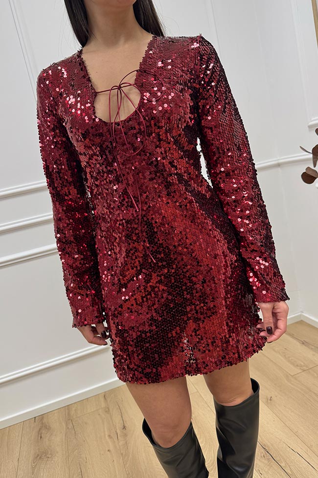 Haveone - Vestito mini in paillettes bordeaux