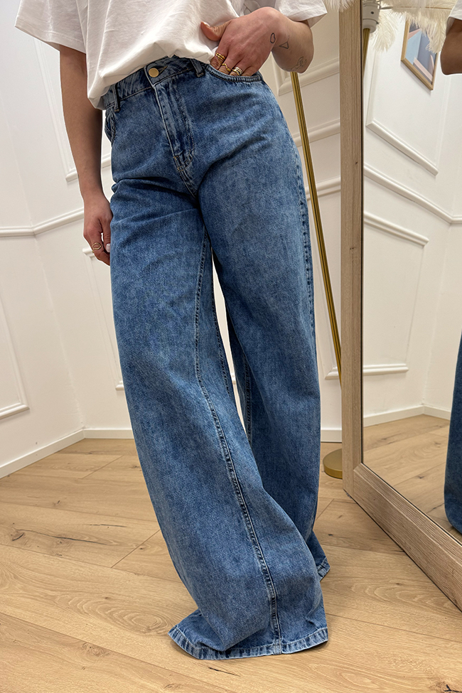 Silence Limited - Jeans blu denim slavato wide leg fit