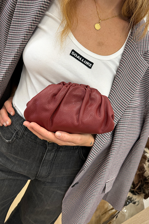 Calibro Shop - Borsa pasticcino mini bordeaux pelle martellata