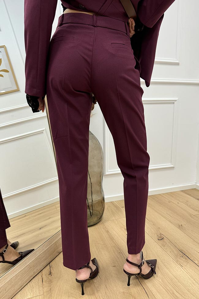 Haveone - Pantaloni basic bordeaux a sigaretta