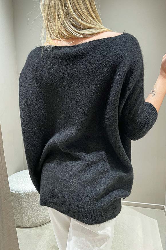 Haveone - Maglia nera manica scesa in mohair