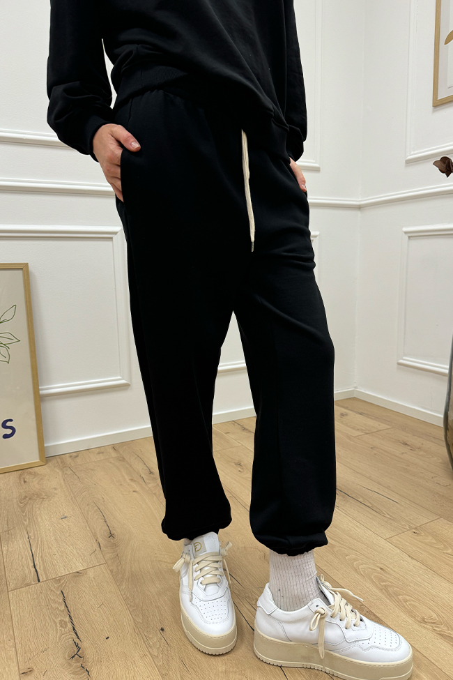 Vicolo - Pantaloni joggers neri elastico in vita