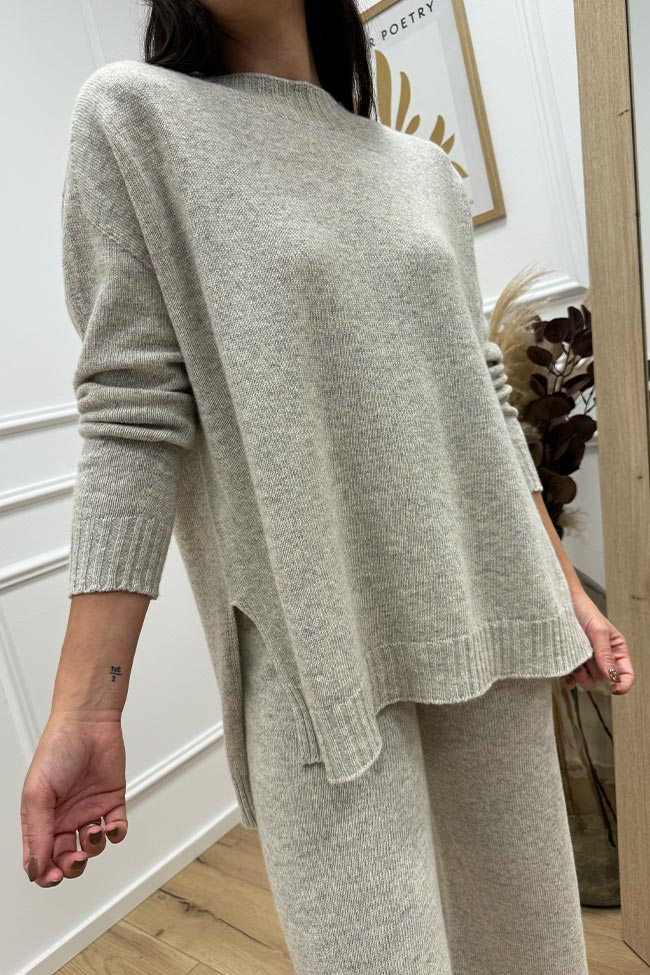 Haveone - Maglia casha con spacchi misto lana e cashmere