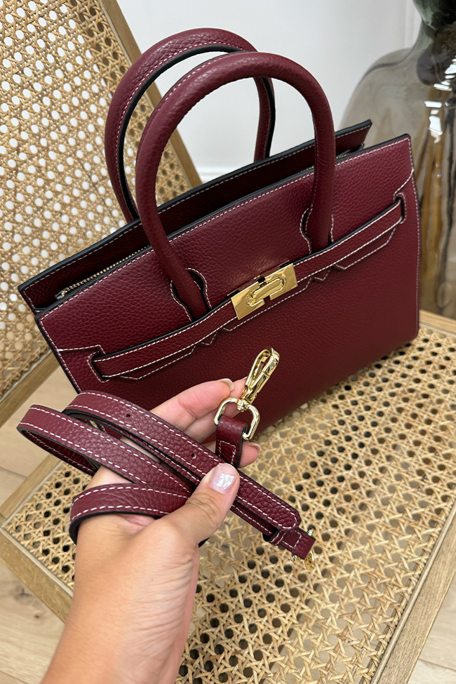 Calibro Shop - Borsa Birkin bordeaux pelle martellata