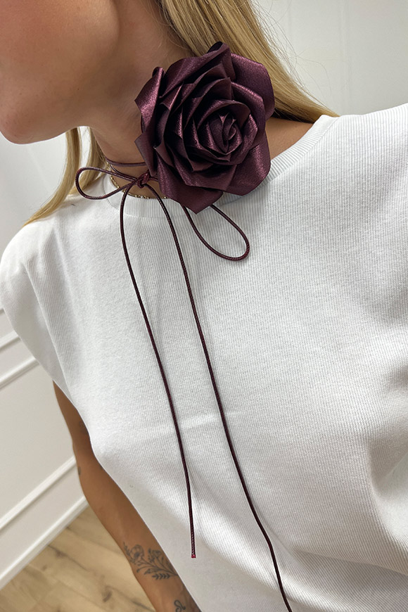 Calibro Shop - Collana choker viola con fiore