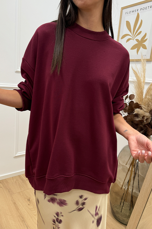 Vicolo - Felpa lunga bordeaux fit oversize