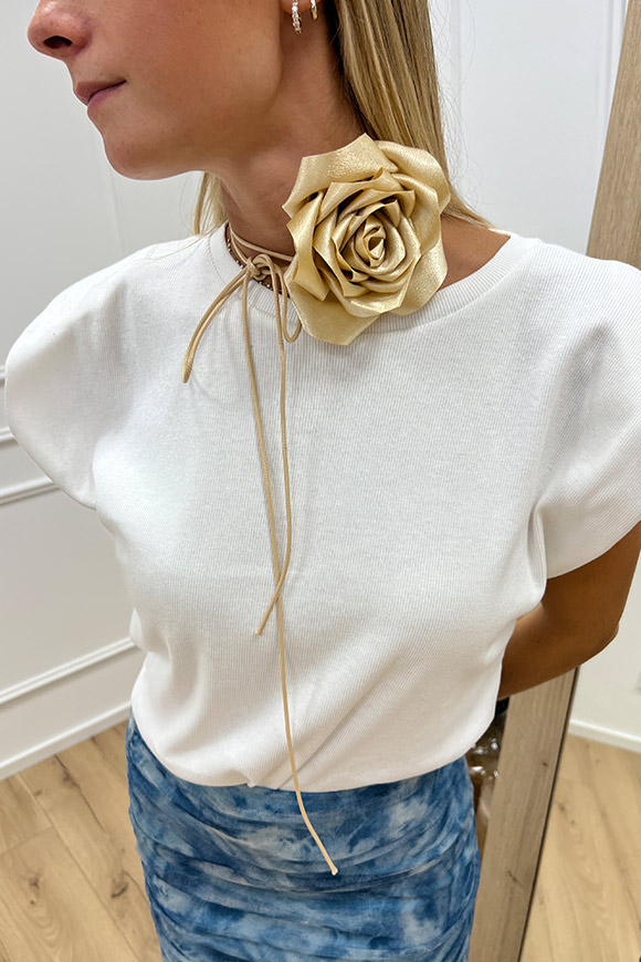 Calibro Shop - Collana choker beige con fiore