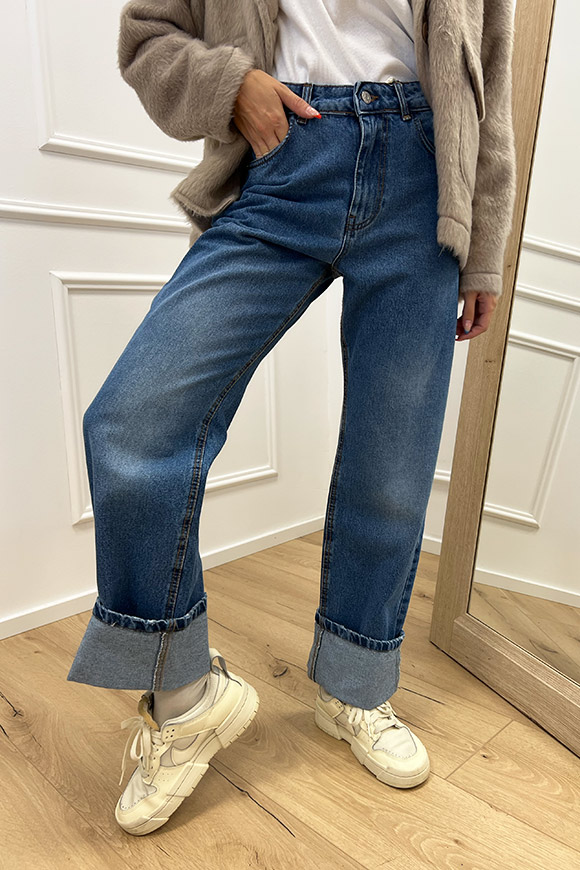 Haveone - Jeans Louis gamba larga con risvolto