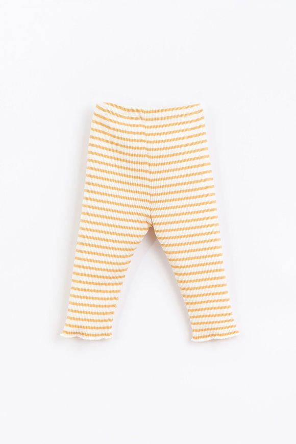 Play Up - Leggings rigato bianco giallo a costine