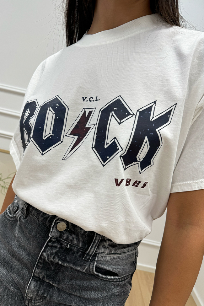 Vicolo - T shirt bianca Rock Vibes