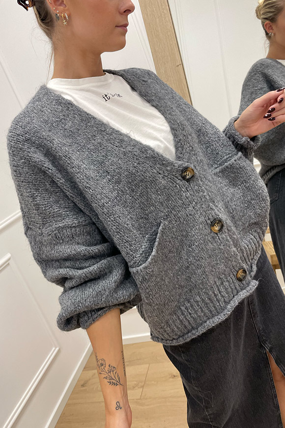 Haveone - Cardigan grigio a tre bottoni