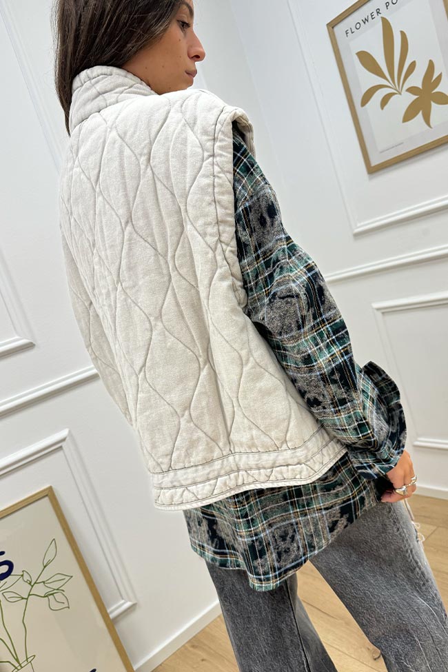 Crispy - Gilet trapuntato perla