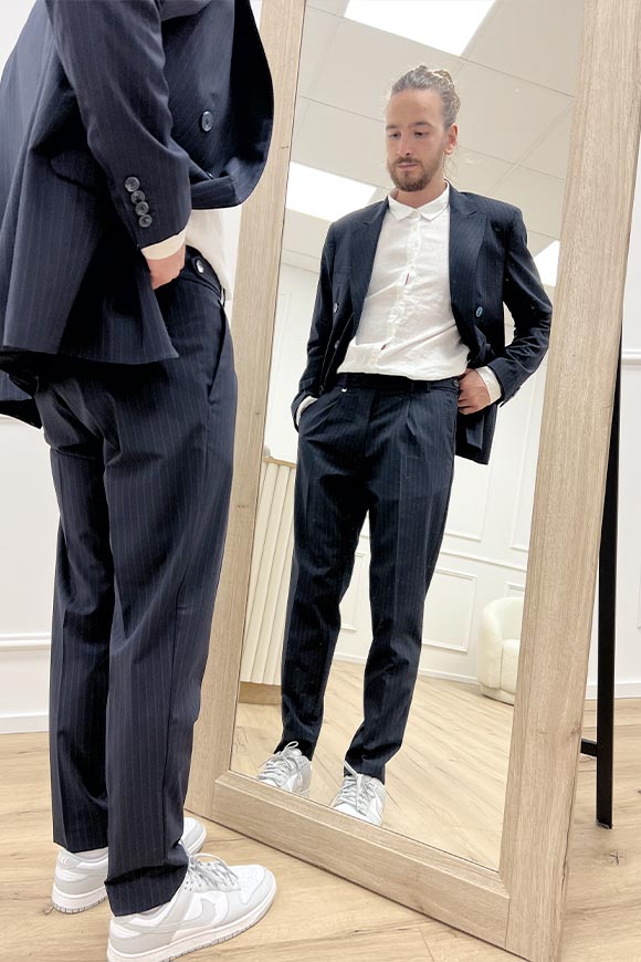 I'm Brian - Pantalone blu gessato regular fit