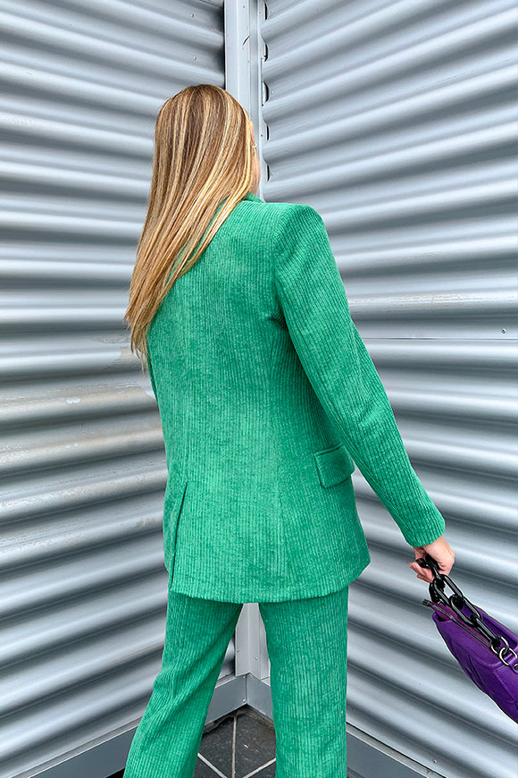 Vicolo - Green double-breasted jacket in Ottoman velvet