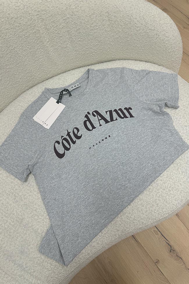 Haveone - T shirt grigia stampa Cote d'Azur bordeaux