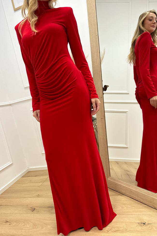 So Allure - Vestito lupetto rosso lungo a sirena