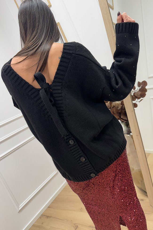 Vicolo - Cardigan over nero con strass