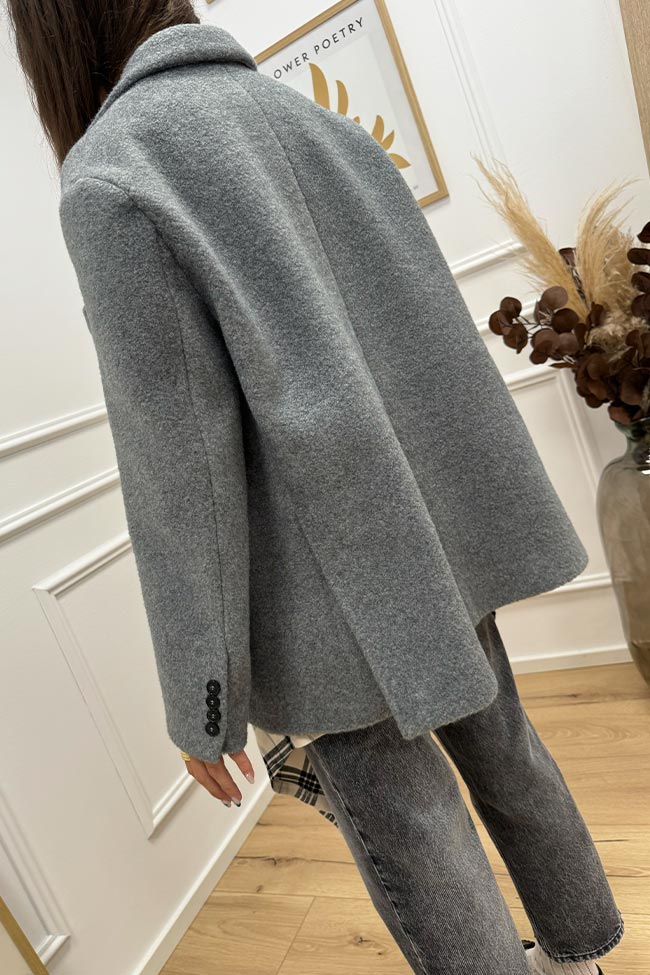 Vicolo - Giacca cappotto bouclé grigio oversize