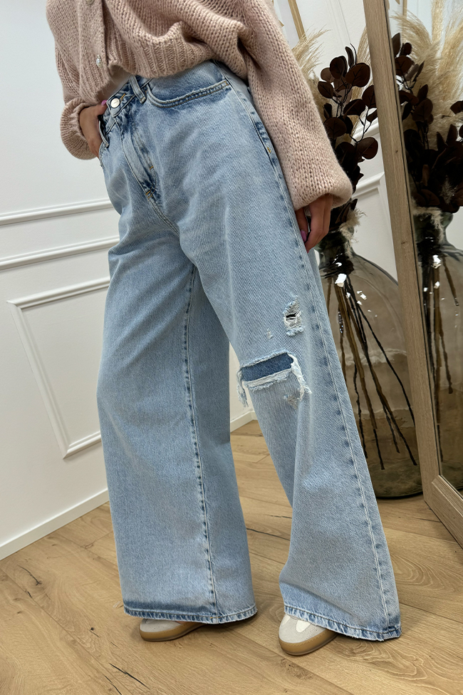 Icon Denim - Jeans Kendall lavaggio chiaro con rotture