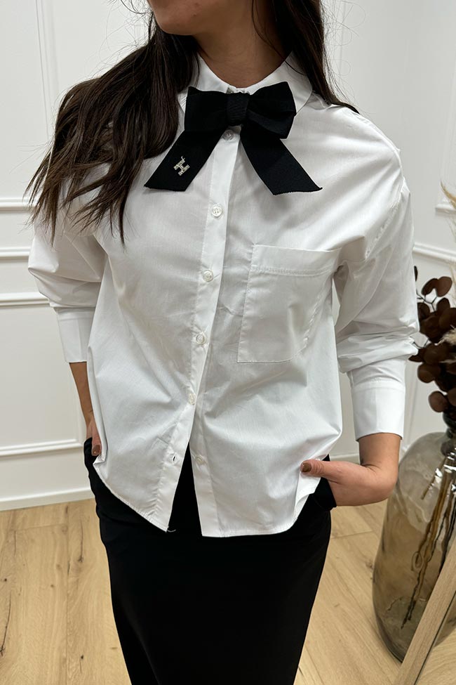 Haveone - Camicia bianca con fiocco nero