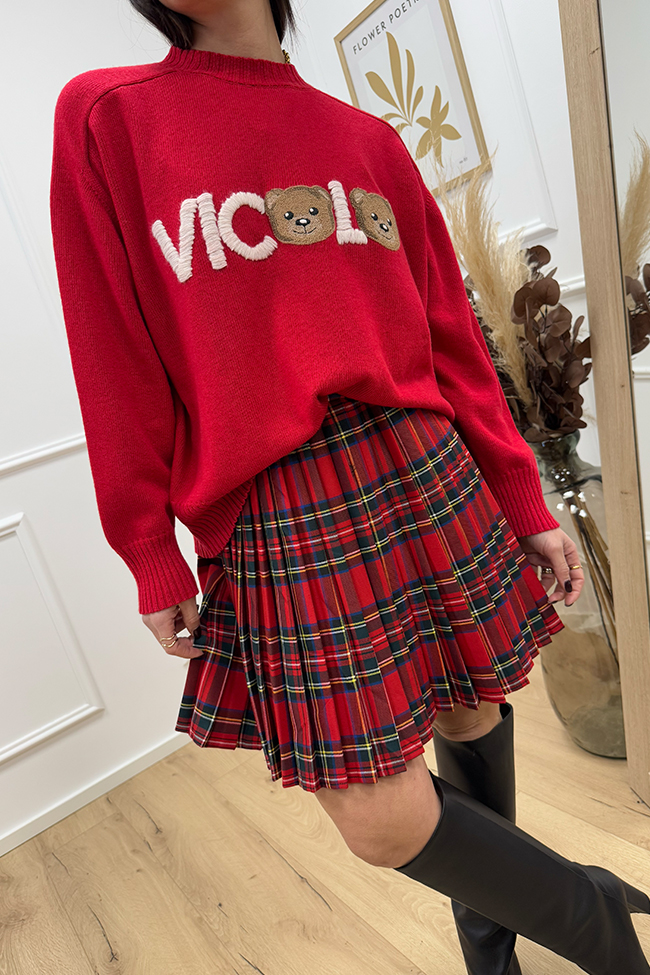 Vicolo - Gonna mini plisset tartan rossa