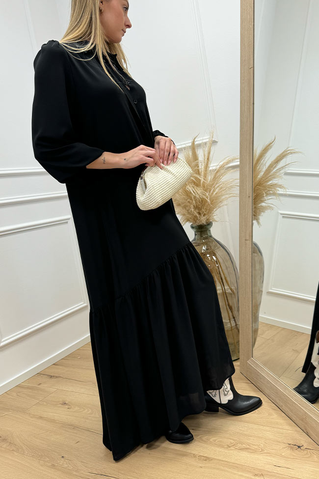 So Allure - Vestito chemisier nero con balza