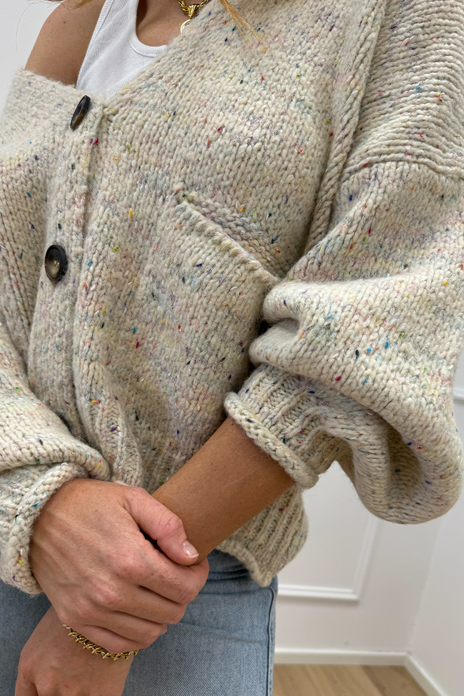 Haveone - Cardigan corto calce filo multicolor con bottoni