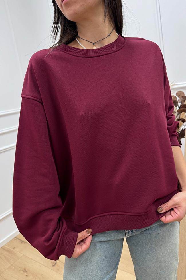 Vicolo - Felpa basic bordeaux fit oversize