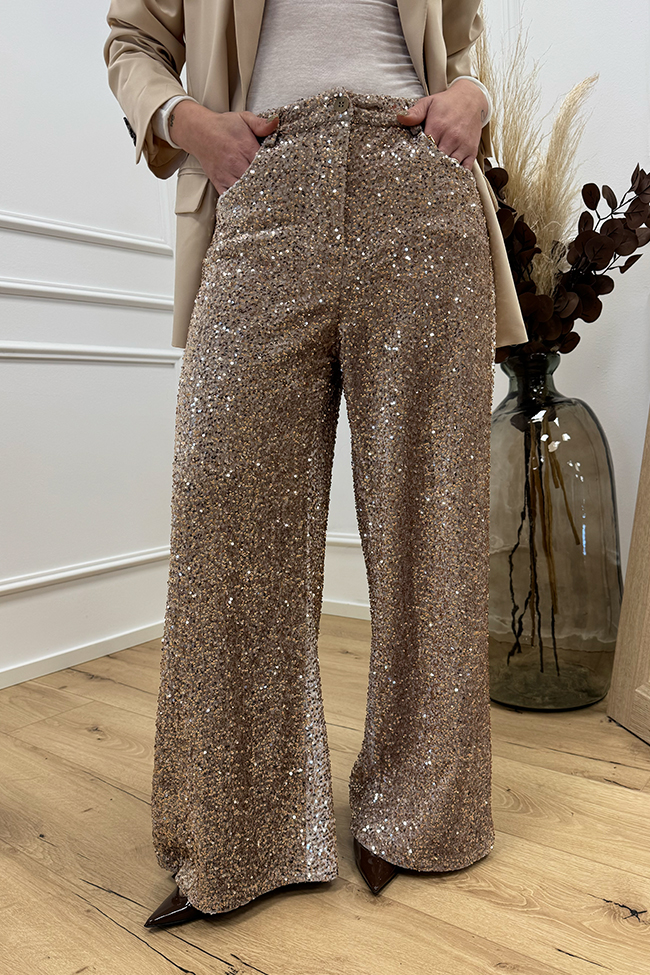 Tensione In - Jeans Giusy in paillettes beige