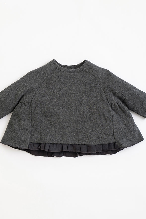 Play Up - Gray mélange sweater with frills on the Frame Melange bottom