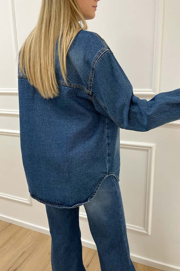 Haveone - Giacca camicia in blu denim