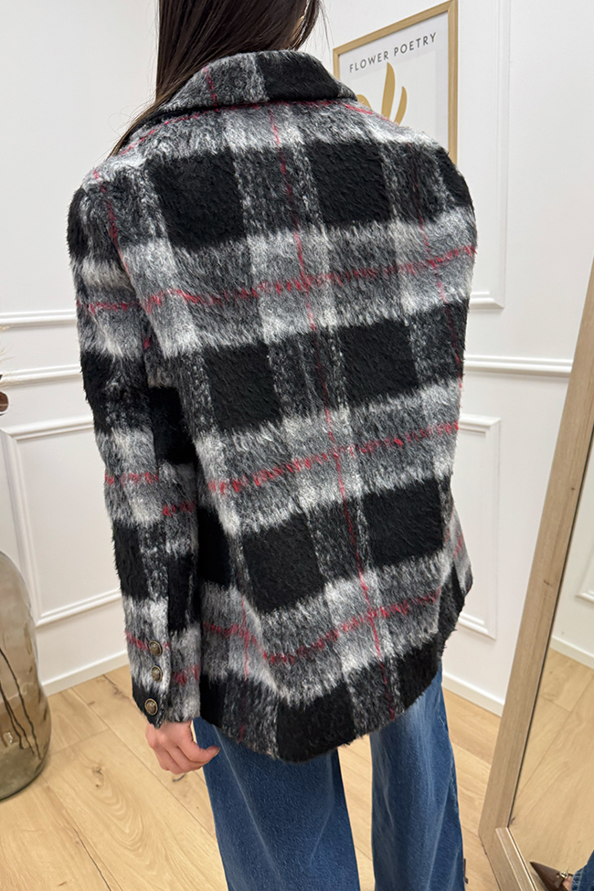 Dixie - Giacca cappotto check grigio e nero