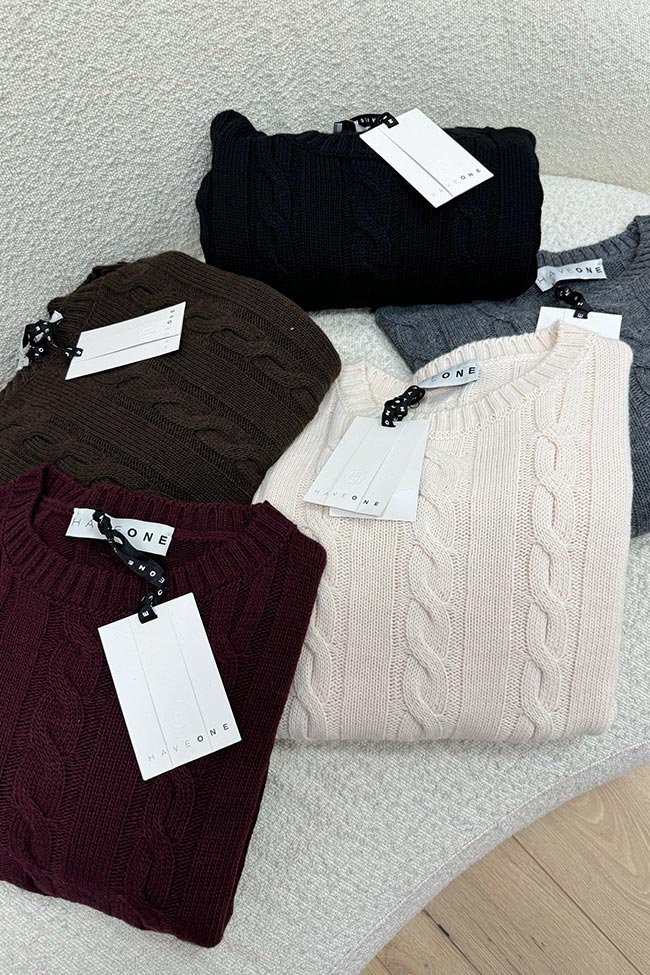 Haveone - Maglione girocollo moro a trecce