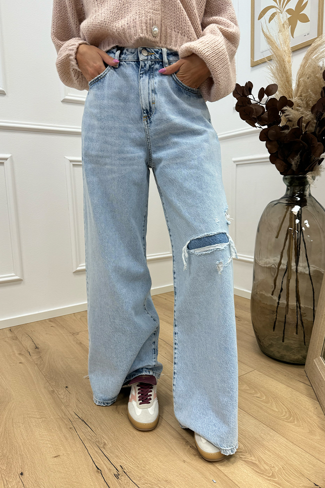 Icon Denim - Jeans Kendall lavaggio chiaro con rotture