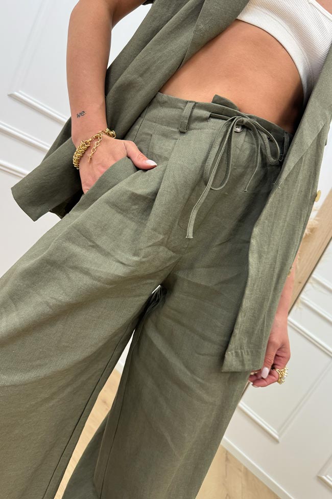 Vicolo - Pantaloni militari con coulisse in misto cotone