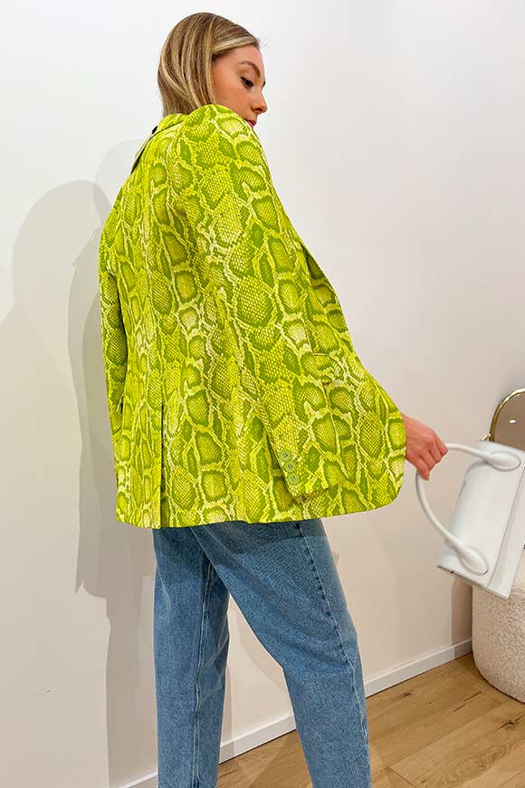 Vicolo - Acid green single-breasted snake print jacket