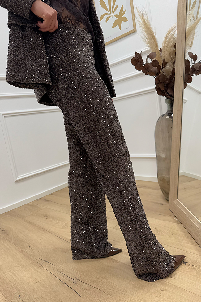 Haveone - Pantaloni in paillettes moro