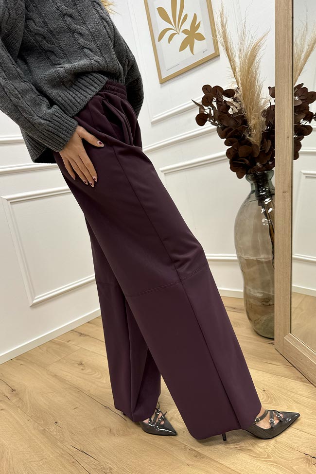 Haveone - Pantaloni bordeaux in ecopelle opaca