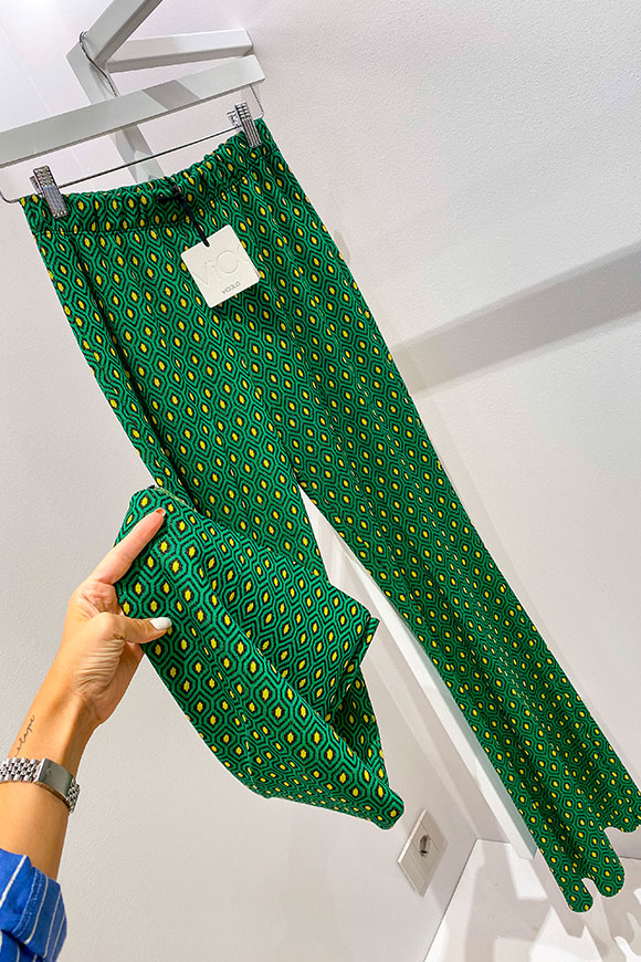 Vicolo - Micro houndstooth yellow and green trousers