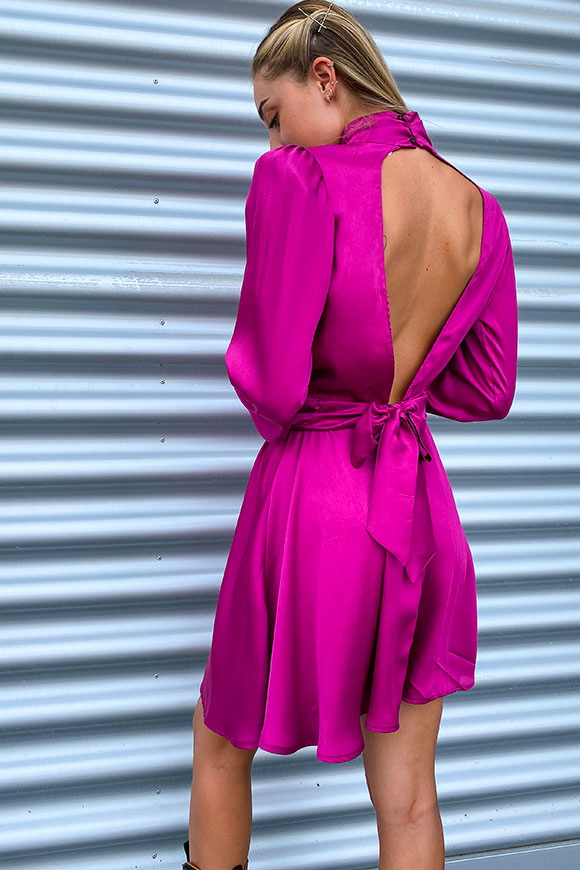 Vicolo - Magenta dress with porthole neckline on the back