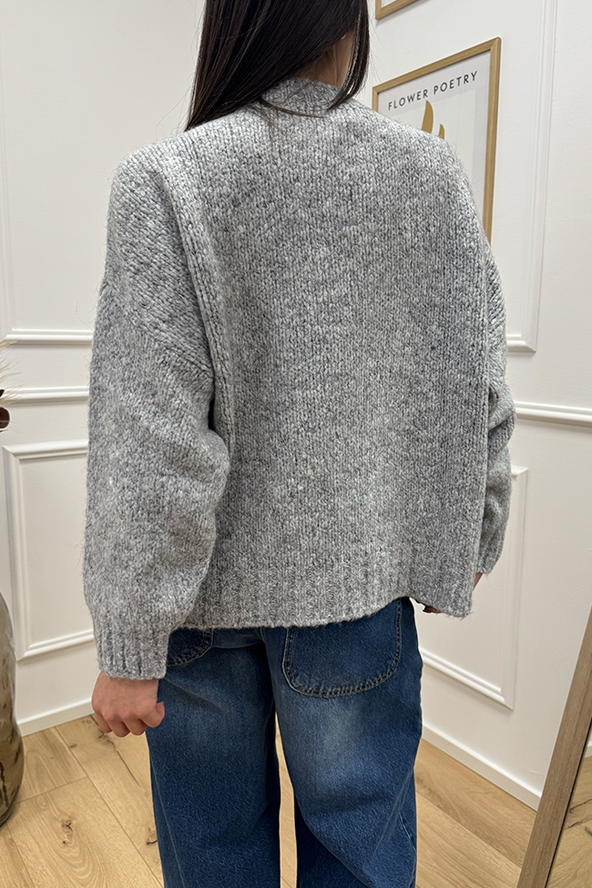 Haveone - Maglia oversize girocollo grigio perla