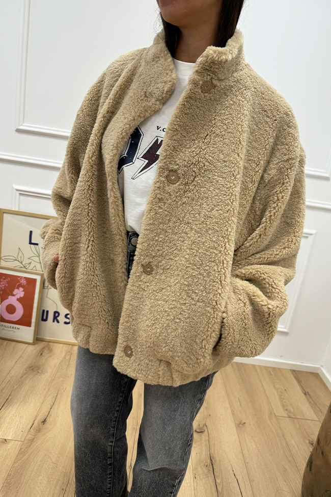 Vicolo - Bomber teddy beige oversize